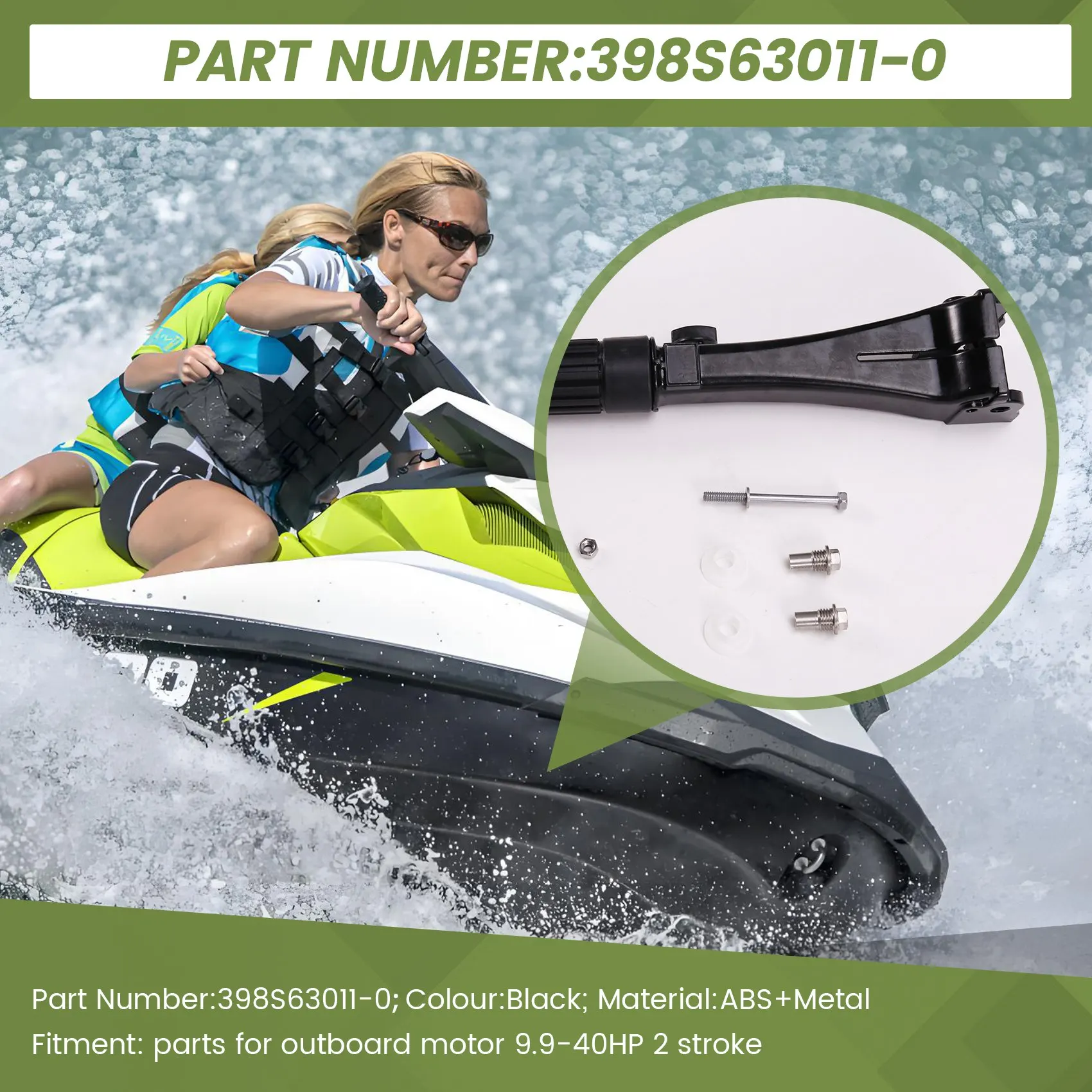 398S63011 مقبض عاصي ل Tohatsu 2 السكتة الدماغية M9.9 M15 M18 25C 30A 35C M40C 9.9HP 15HP 18HP 25HP 30HP 35HP 40HP 398S63011-0