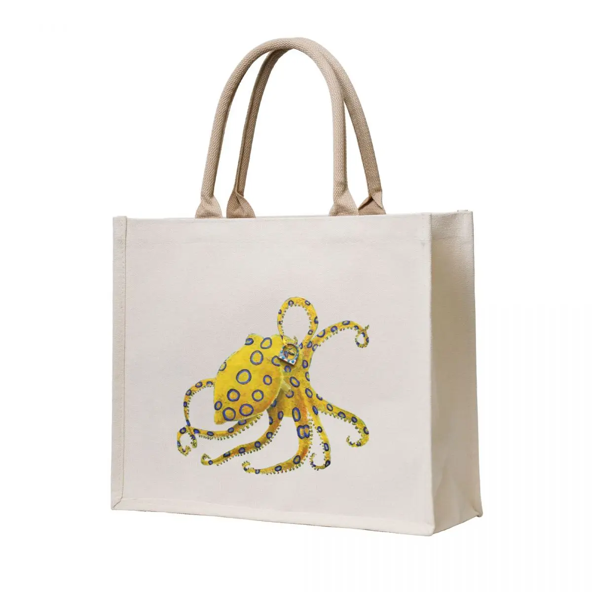 

I Spy With My Little Eye, Blue Ringed Octopus, oil on canvas Tote Bag Canvas bag for women large tote bag Customizable tote