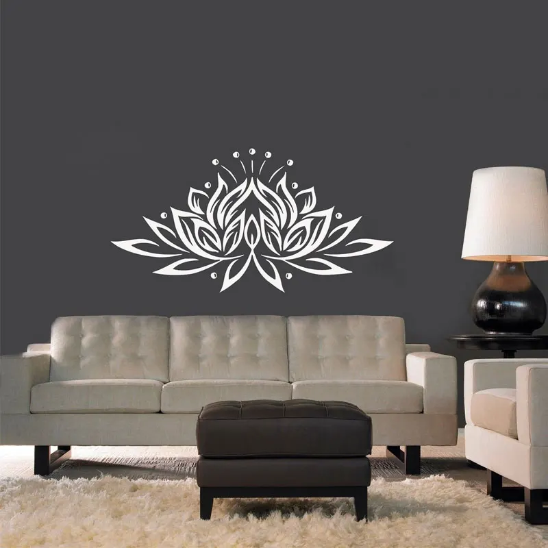 Vinyl Wall Decal Bedroom Sticker Lotus Flower Yoga Studio Bohemian Decor Z205