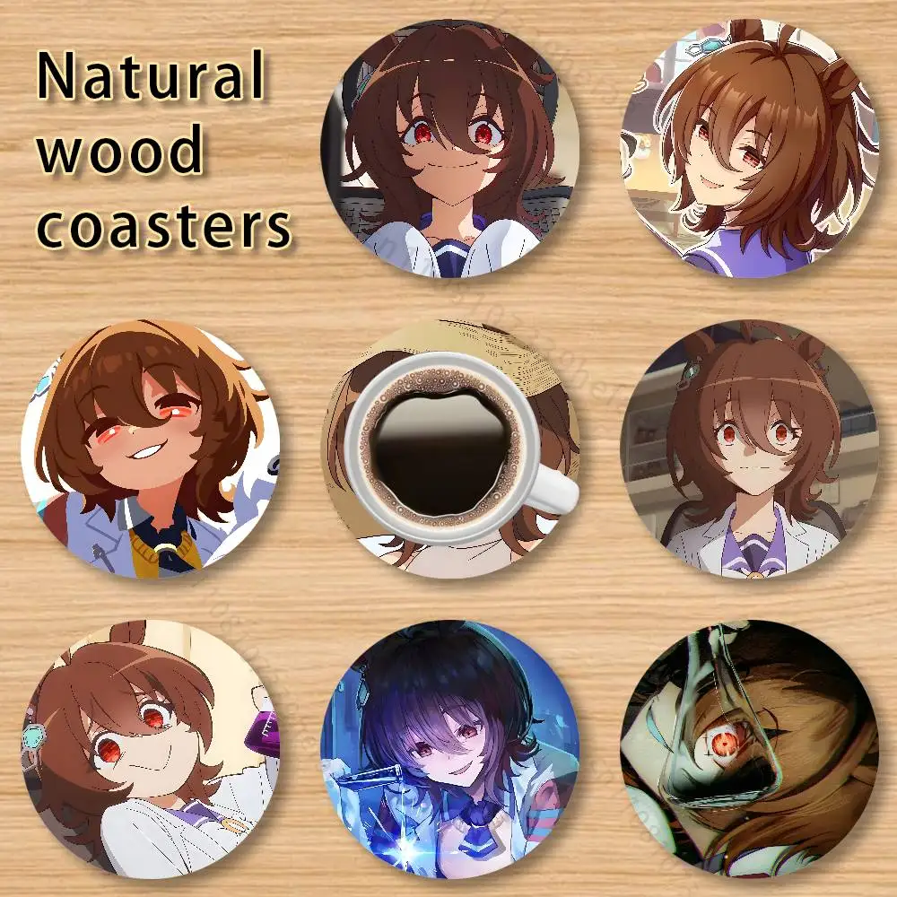 

Game A-Agnes T-Tarchion Style Vintage 4in Wooden Coasters Coffee Tea Cups Home Decor Christmas New Year Party Gift