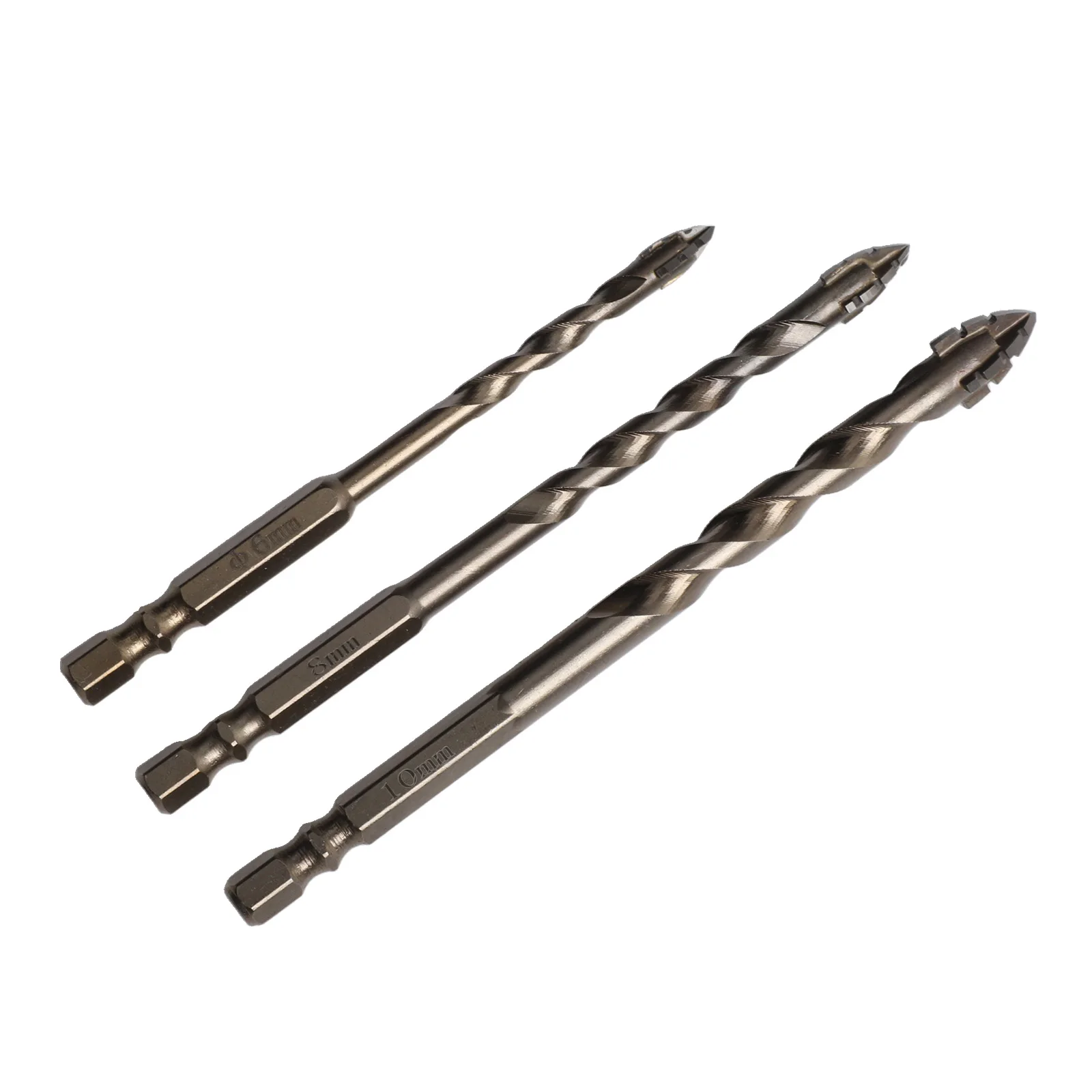 3pcs Four-Flute Eccentric Drill Drilling Glass Tile Punching Triangle Drill Bit For Tile Glass Hard Plastic Cement Granite