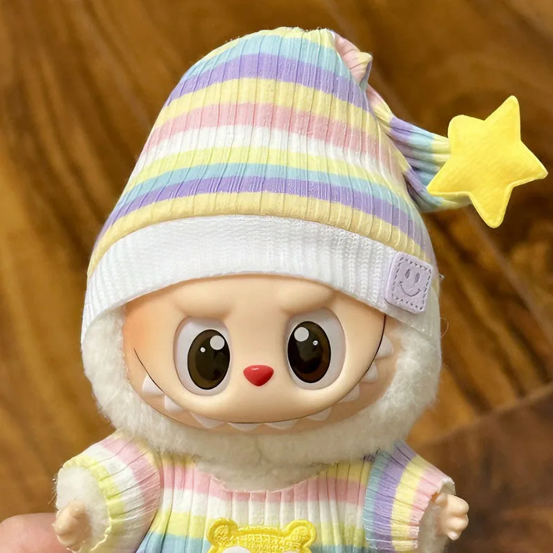 2 قطعة 17 سنتيمتر ملابس دمية صغيرة الزي اكسسوارات ل Labubu يجلس حفلة V1 V2 الخريف نيسيي طقم قبعات اكسسوارات