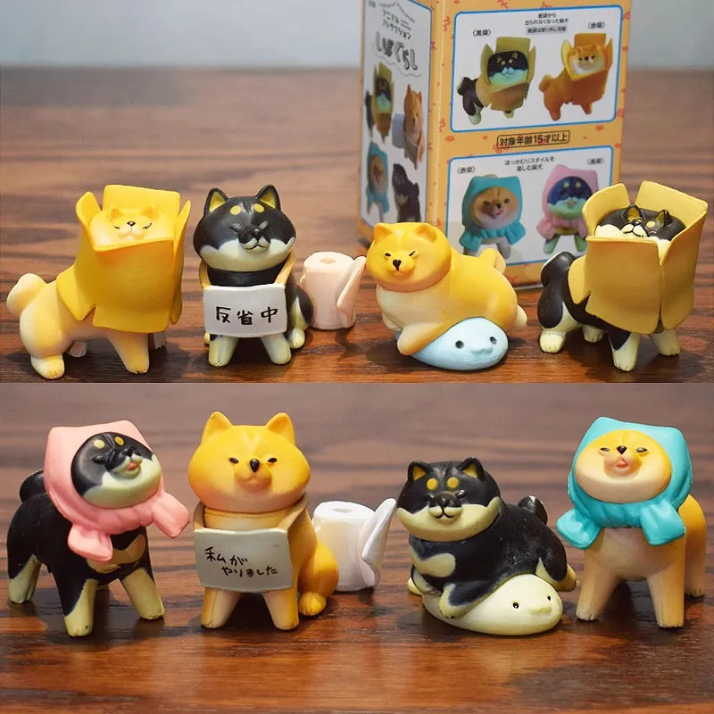 Der reflektierende Shiba Inu unwilling Dog to Go Home Kawaii süße Blind Box Geschenke Spielzeugmodell Anime Figuren sammeln Ornamente