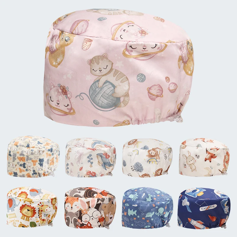 Cheap Cotton Scrub Caps for Women ECO Friendly Printing Dentist Hats Dental Pediatrician Nursing Caps Premium Medical Hats M1033