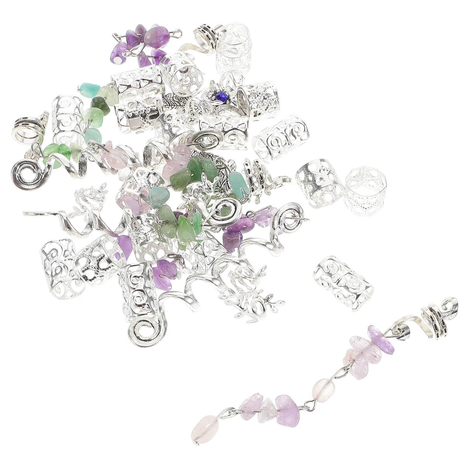 1 مجموعة دائم المعادن والحجر Dreadlock الربيع سحر الشعر مجوهرات للضفائر تنوعا استخدام قلادة قلادة سوار #2