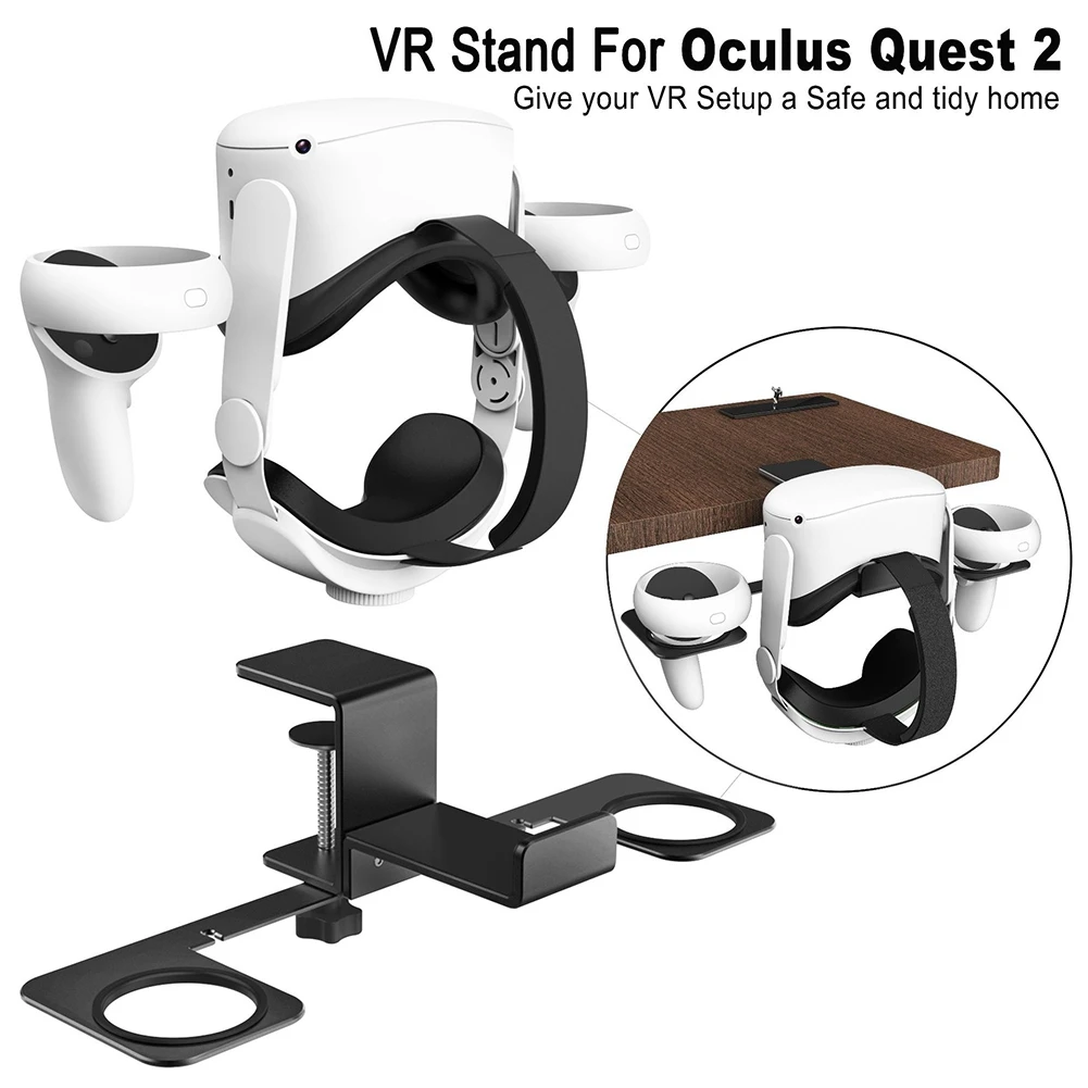 VR Desktop Mount Hook Stand,Under Desk Holder for Oculus Quest 2/Quest/Rift S,HP Reverb G2,Valve Index,HTC Vive,Vive Pro