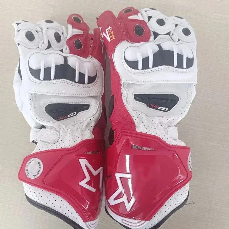 Guantes largos de cuero para motocicleta, equipo de protección sin carga, carreras M1, guantes deportivos de cuero de vaca
