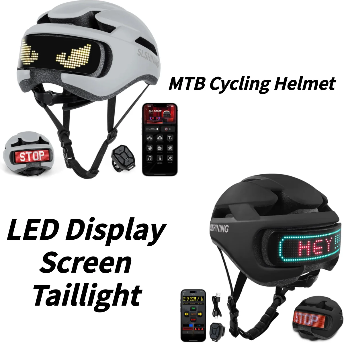 

Cycling Helmet with LED Display Screen Taillight Smart APP Control Programmable Road Bike MTB Cycling Helmet for Men Women