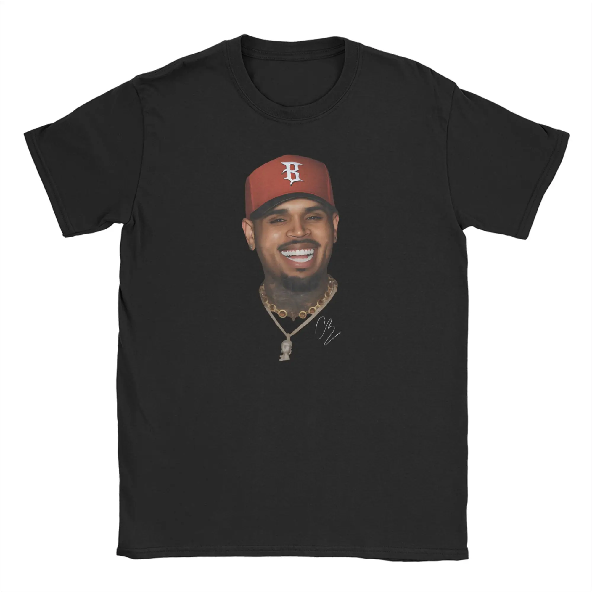 Chris Brown Smiling Portrait R&B Tour 2026 T Shirt for Men Women 100% Cotton Amazing T-Shirt Round Neck  Tees Short Sleeve Tops