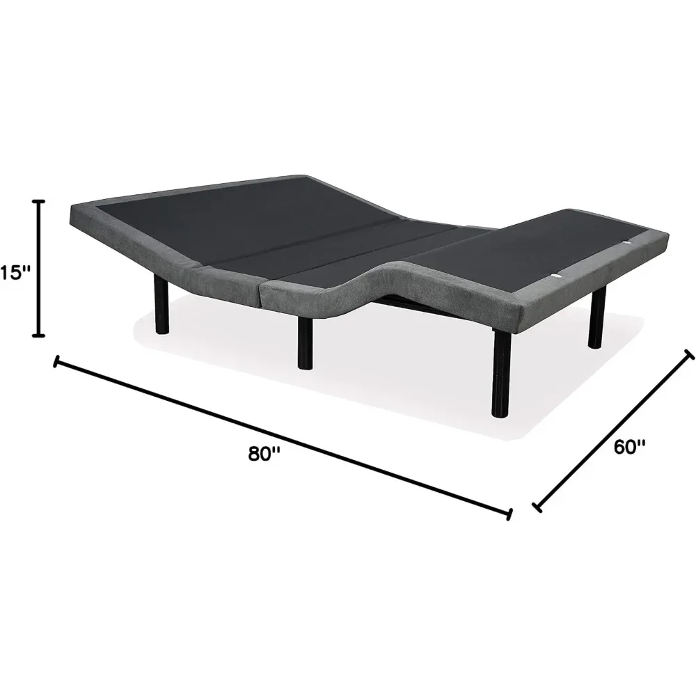 Custom Adjustable Bed Base Queen - Wall Hugger, Massage, Zero-Gravity, Dual USB Charger, One Touch Comfort & Programmable Memory