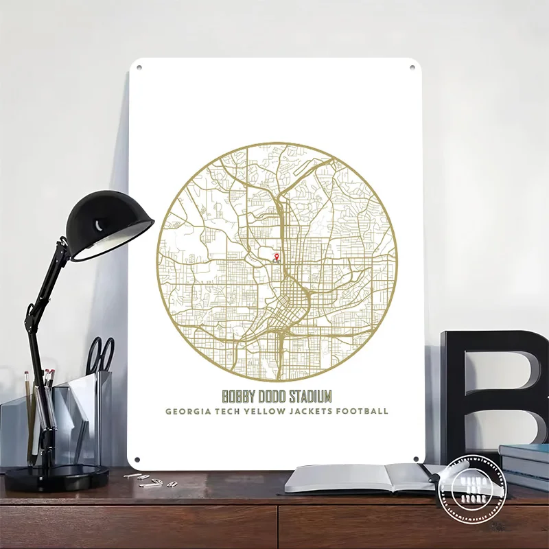 Georgia Tech Yellow Jacket 3D Texture Printed Poster Custom Vintage Metal Tin Plate Sign for Wall Art Home Decor Accessories