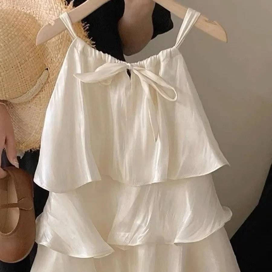 Summer RUFFLES Sun Puffy Dress Elegant Child Little Girls Clothing CasualDress Children Dress For Teens Party Princess Sundress