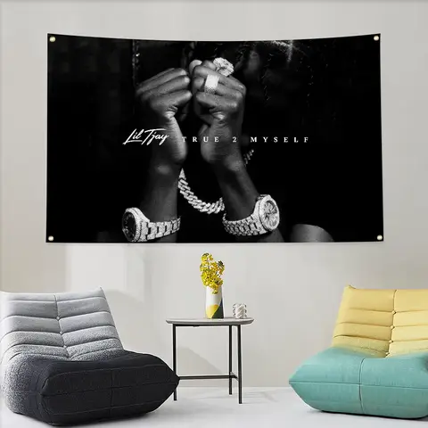Lil Tjay Tapestry Home Deco Flag to Hang Room Garden Wallart Flags for Bedrooms Hip Hop Outdoor Decor Rapper Decoration