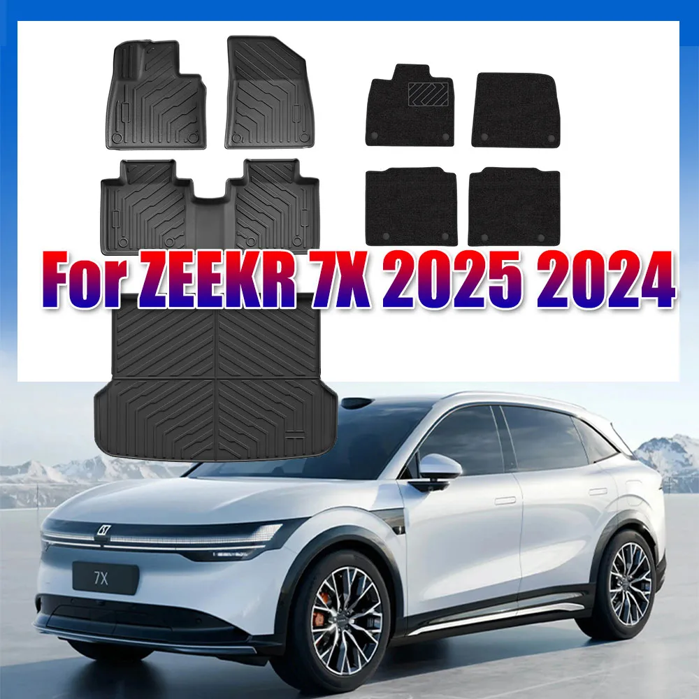 

Compatible with ZEEKR 7X 2025 2024 TPE Floor Mats & Cargo Liners All Weather Protection Anti-Slip Double-Layers and Trunk Mats