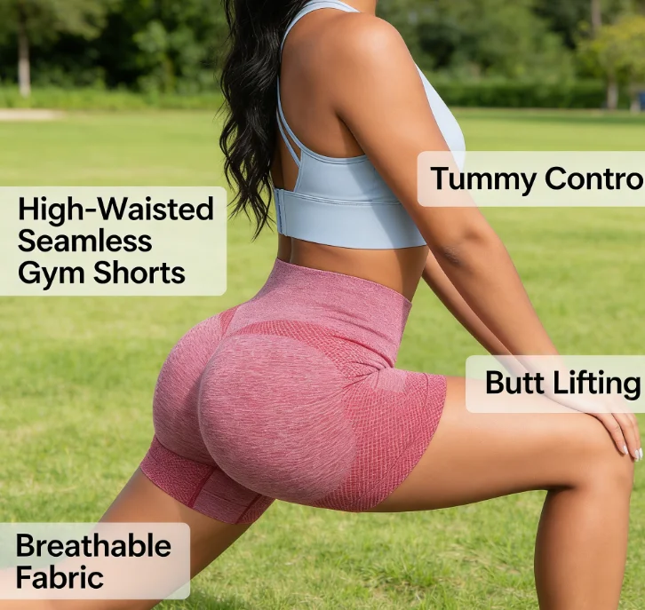 

Женские персиковые шорты для фитнеса, утягивающие шорты для йоги с высокой талией и защитой от просвечивания