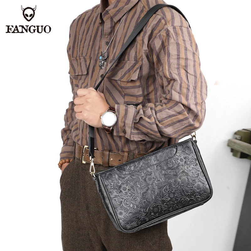 

Genuine Leather Crossbody Shoulder Bag For Men Handmade Cowhide Messenger Bags Designer Handbag