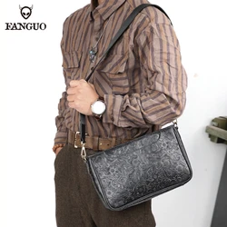 Genuine Leather Crossbody Shoulder Bag For Men Handmade Cowhide Messenger Bags Designer Handbag