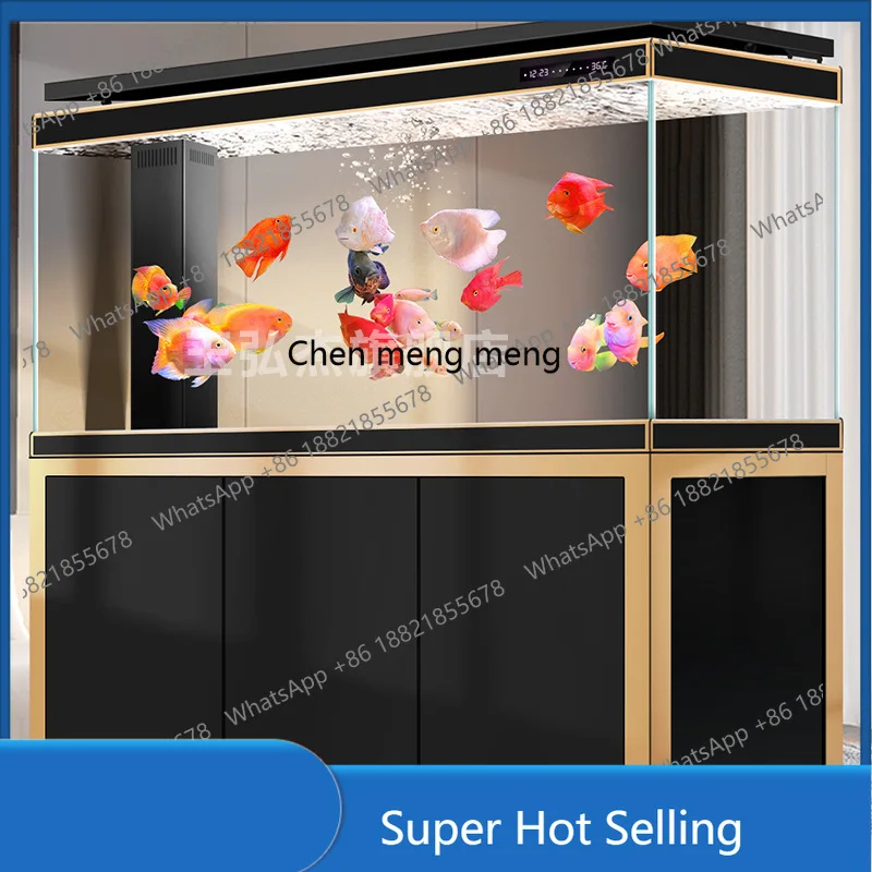 

Aluminum alloy arowana tank living room large water-free bottom filter ultra-white aquarium against the wall fish tank