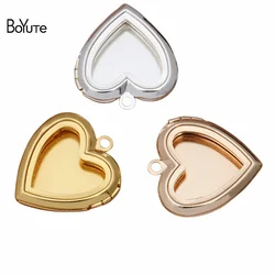 BoYuTe (10 Pieces/Lot) 20MM Metal Brass Hollow Out Heart Locket Photo Locket Charms Pendant Diy