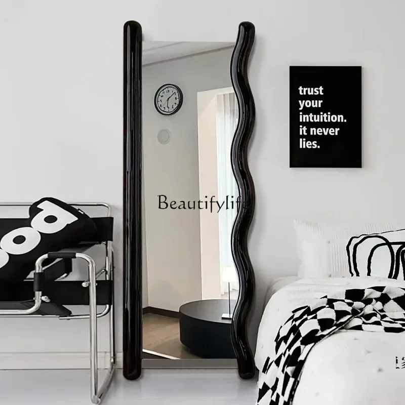 

LJY*Floor Mirror Household Bedroom Irregular Wave Shaped Home Wall Hanging Full-Length Mirror