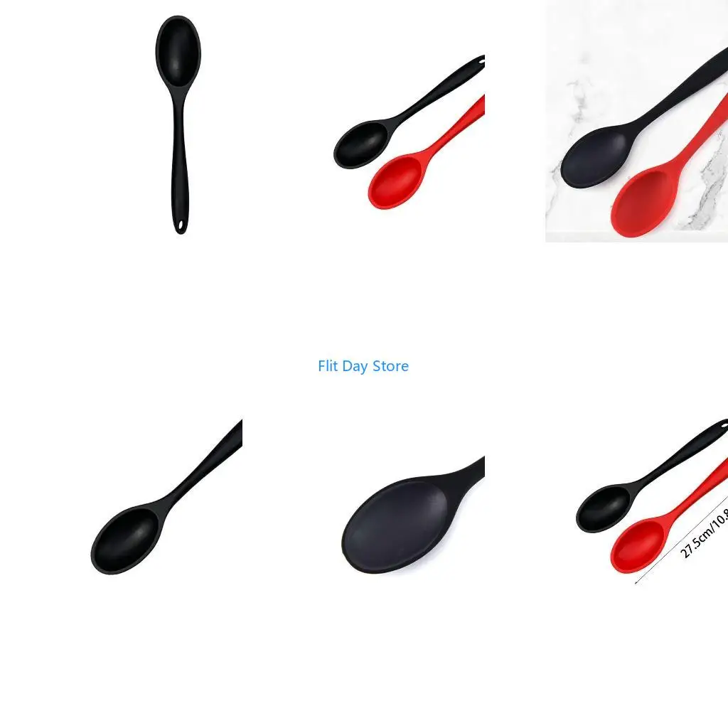 F92C Silicone Kitchen Utensil Heat Resistant Spoon Long Handle Spoon Non Large Serving Spoon for Cooking and Serving