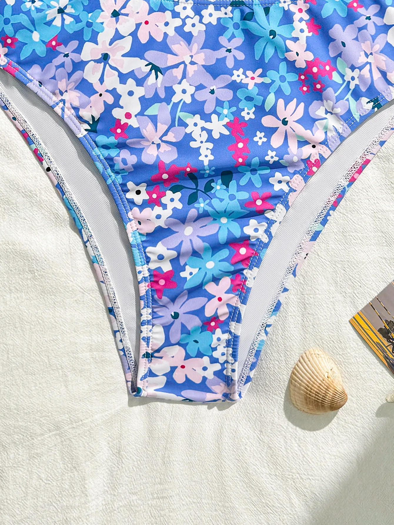 Sexy Blumendruck faltige Bandeau-Bikinis-Sets zweiteilige Tanga-Badeanzüge Bademode conjunto de bikini tankini beachwear biquini