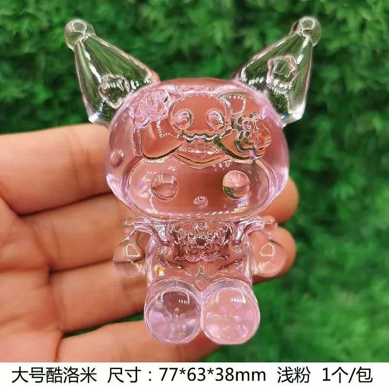 Muñeco de piedras preciosas Kuromi de cristal Kawaii Sanrio, juguete de Anime de Color transparente, accesorios de adorno para muñeca Kuromi, regalos de juguetes para niños