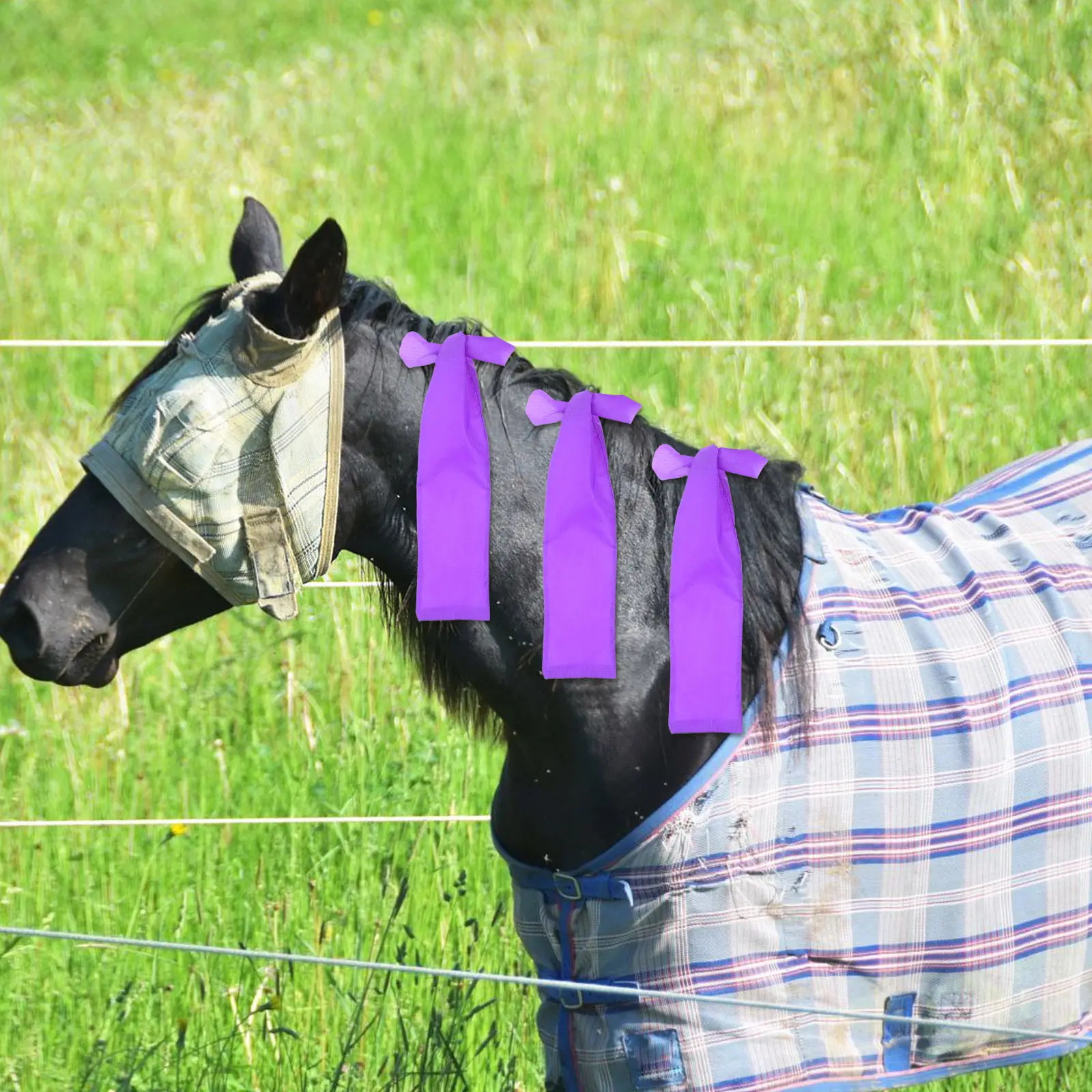 8pcs Horse Mane Protection Bags – Lightweight Polyester Anti-Tangle, Windproof & UV Sun Protection for Outdoor Use