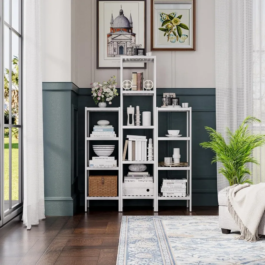 Prateleira de armazenamento para banheiro, 5 camadas, bambu, organizador, prateleira multifuncional para sala de estar, quarto, cozinha, branco