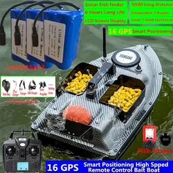 16 GPS Return Nesting Sonar Fish Finder RC Bait Boat 500M 2KG LCD Screen Waterproof Correction Yaw Remote Control Fishing Boat