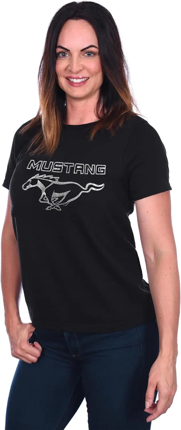 JH DESIGN GROUP Women's Ford Mustang Classic Emblem T-Shirt in 5 Colors