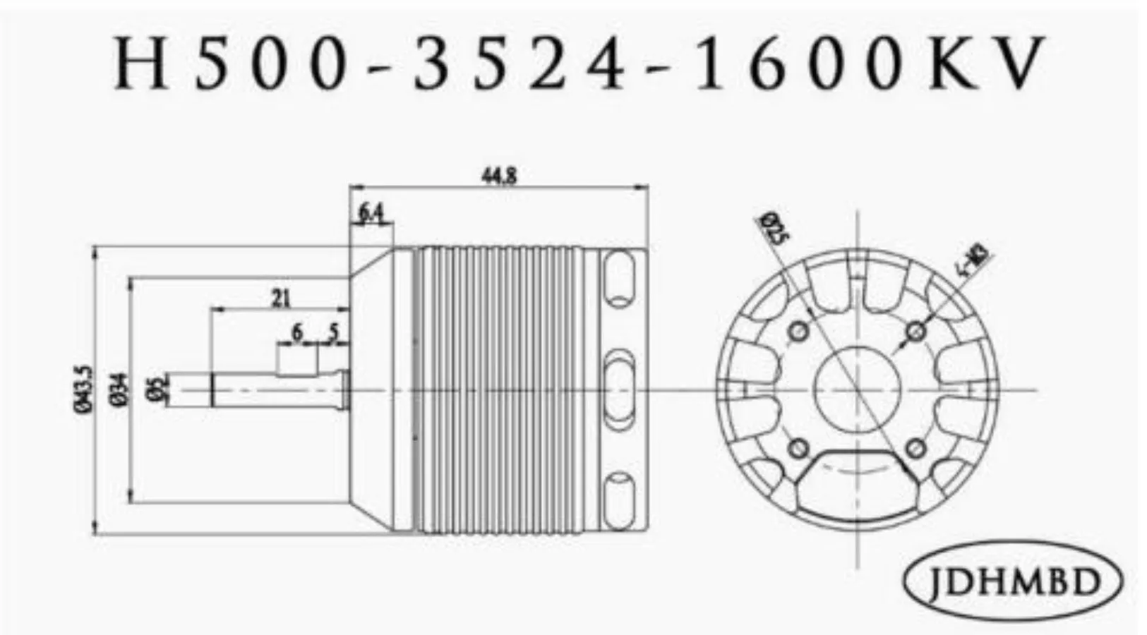 RC 500 Helicopter motor 5mm shaft JDHMBD H500-1600KV 1700W brushless motor