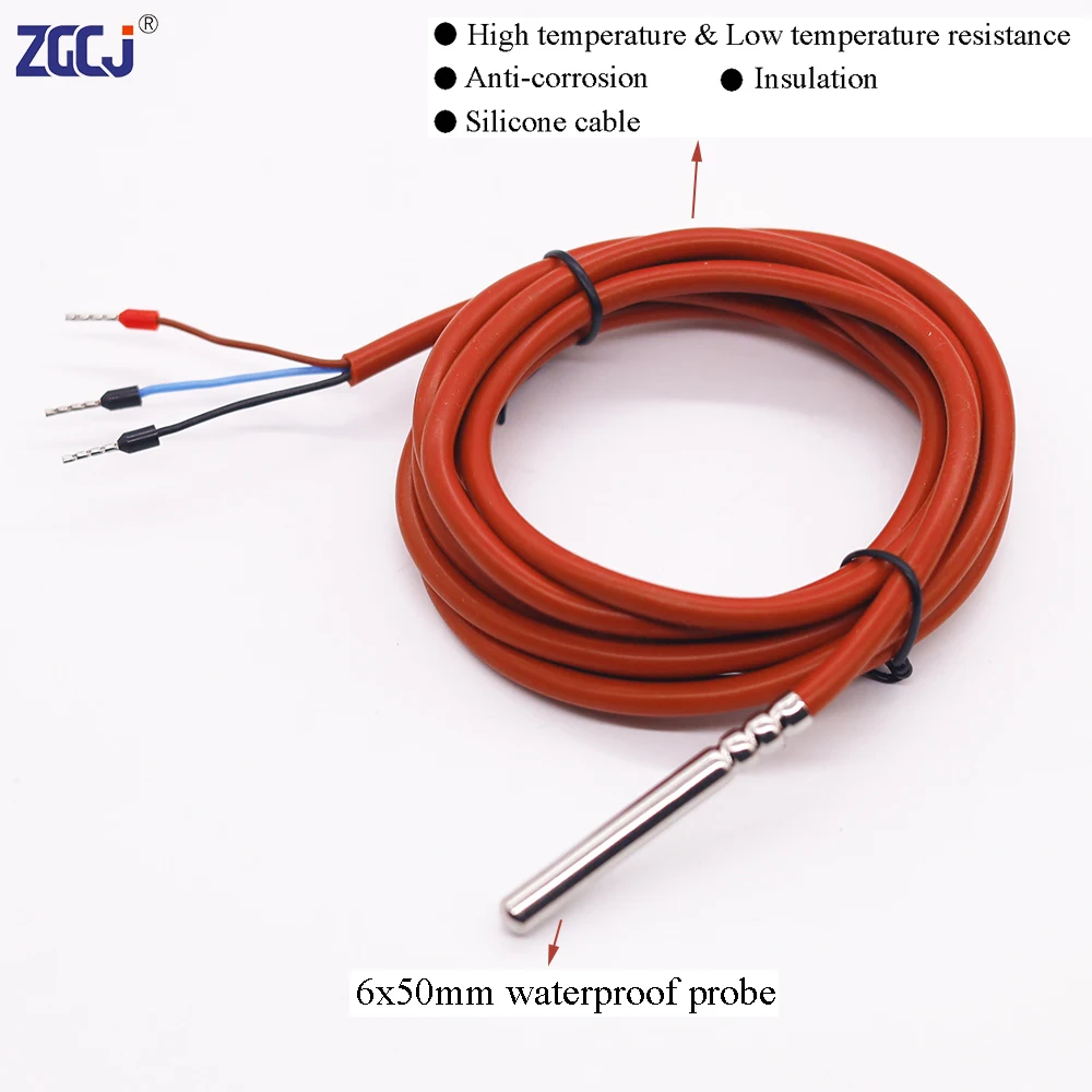 -20~200'C PT1000 sensor waterproof temperature probe high temperature thermal resistance with silicon cable