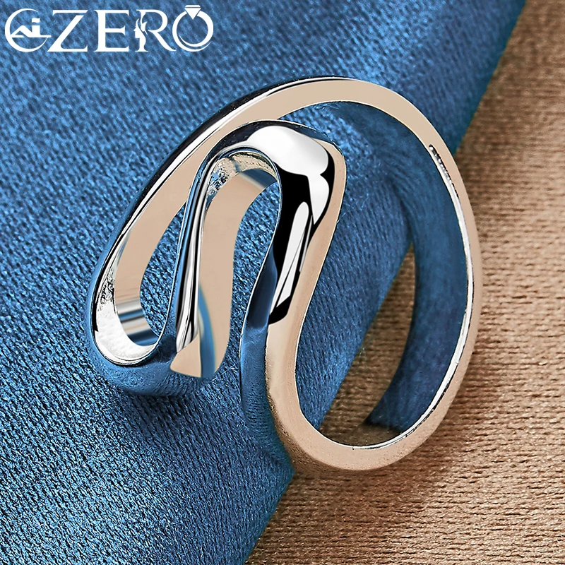 ALIZERO 925 Sterling Silver Smooth Curved Ring For Women Men Wedding Rings Engagement Band Fashion Party Jewelry Lovers Gift