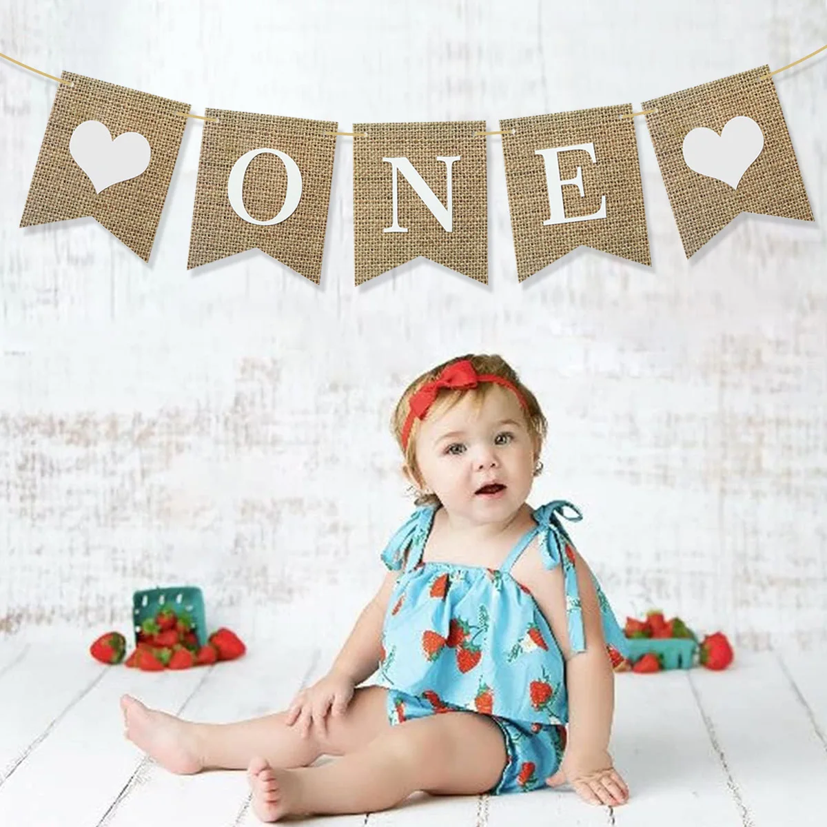 1set Baby ONE Paper Banner First Birthday Chair Garland Photo Props for Boy Girl One Year Old Birthday Baby Shower Party Decor