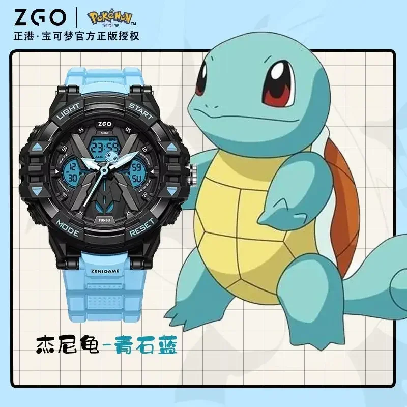 Jam tangan pria seri bermerek ZGO Pokeom Co, jam tangan elektronik, gambar Pikachu, sentuhan api, naga anak laki-laki, hadiah