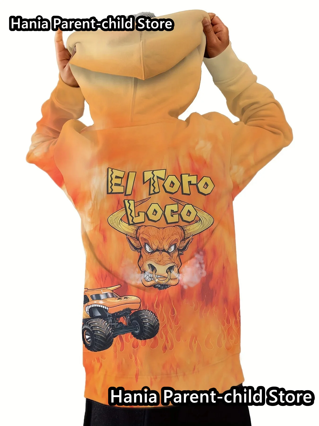 24/25 ragazzi ragazze Angry Bull Monster Truck Kids 3D Print Casual Pullover felpa con cappuccio da uomo felpa con cappuccio abbigliamento per