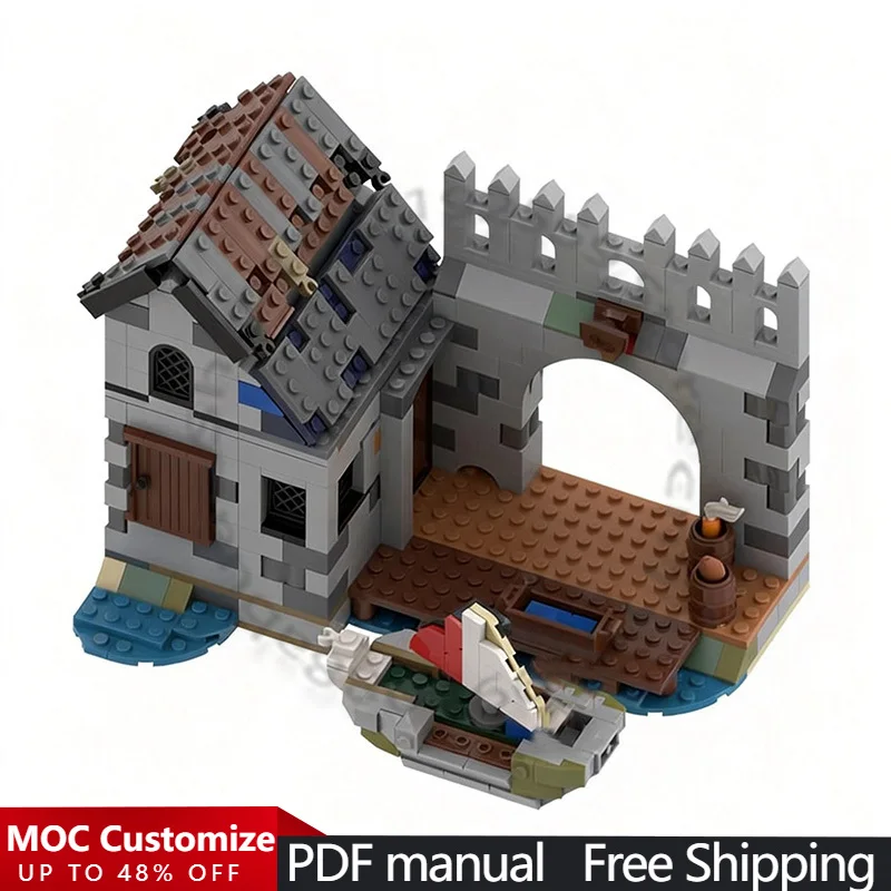 

624 PCS City Engineering 31168 - Medieval Seaside Port MOC Customize Modular Building Block Brick Simple DIY Holiday Toy Gifts