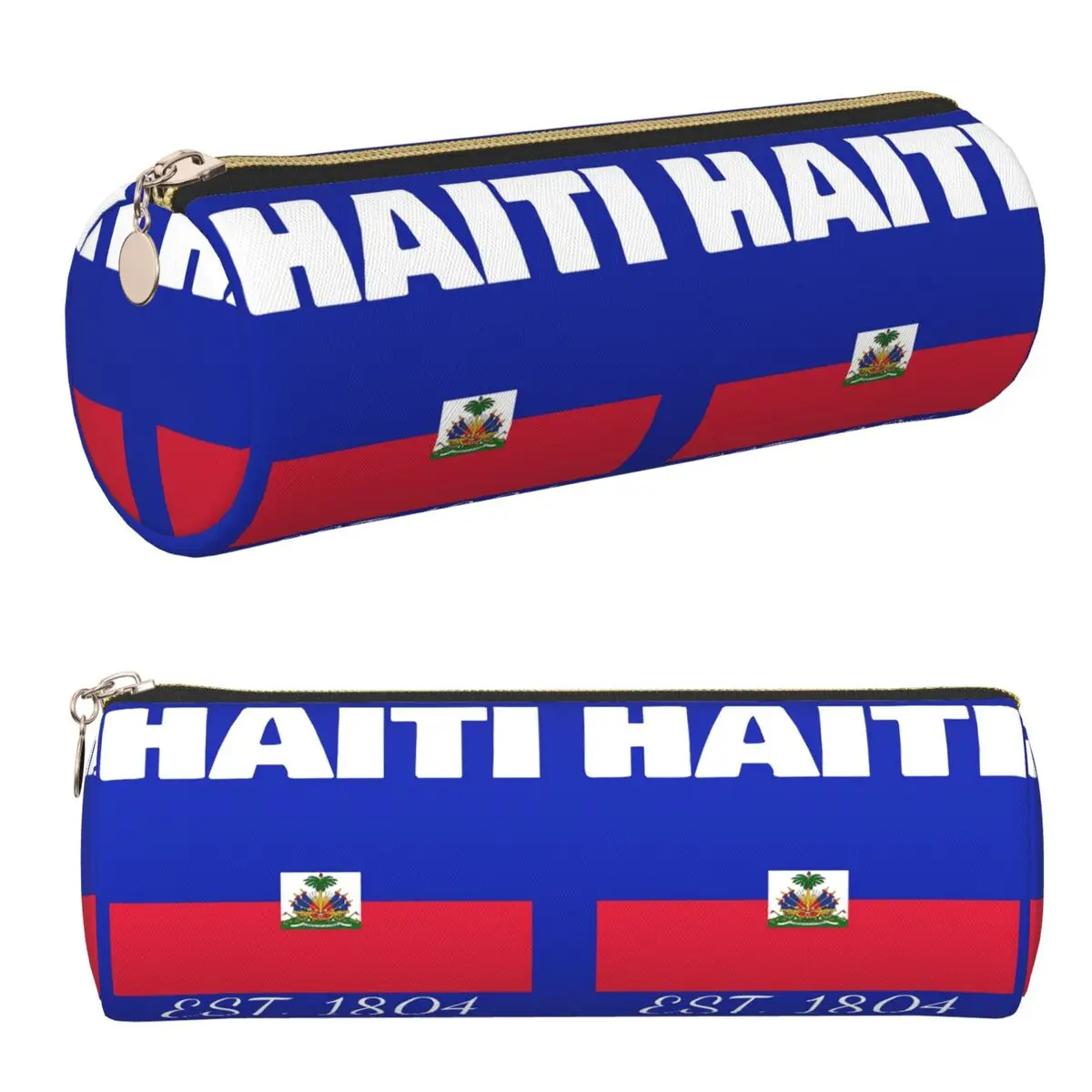 Haiti EST. 1804 Independence Haiti-Flagge Federmäppchen, Stiftetui, zylindrische Stiftbox, Bleistiftbeutel für Jungen und Mädchen, Geschenke