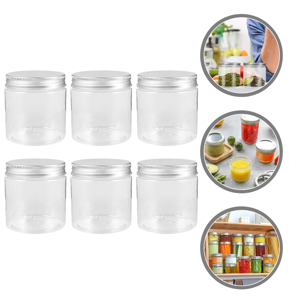 6 Pcs Mini Plastic Bottle Mason Jars Glass Lid with Small Pots Lids Jam Toy Can Multifunctional Necessity Baby Preservation