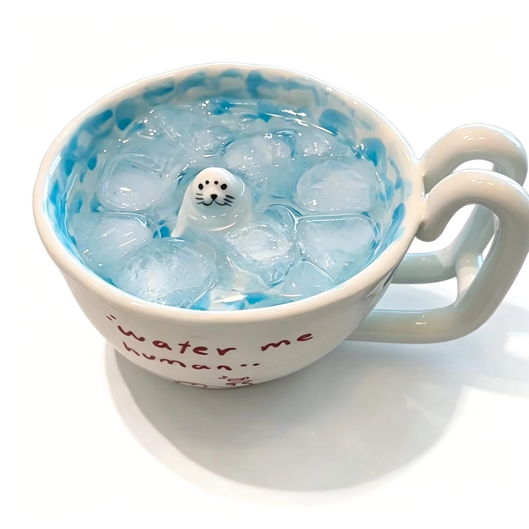 Cute 3d Swimming Seal Ceramic Mug, 300-400ml Handmade Coffee Cup, Animal Themed Novelty Mug For Home Office School