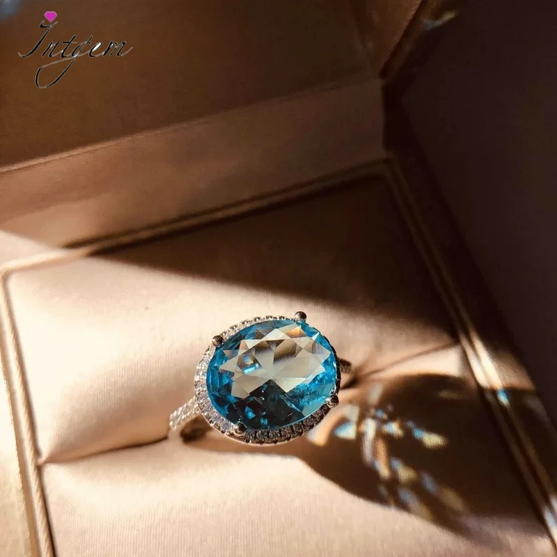 Beautiful Aquamarine Blue Zircon Ring 925 Silver Ring For Women Fine Jewelry Finger Ring Party Wedding Engagement Gift Wholesale