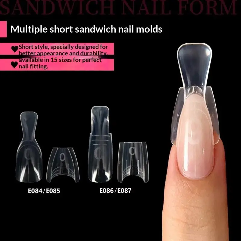 「60/240/300 Pcs Sandwich Nail Forms 15 Size Oval Extension Dual Form No Paper Forms Needed For Easy Nail Extensions」