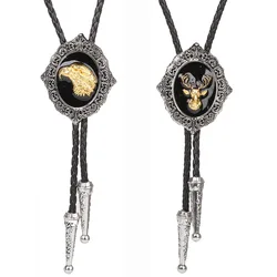 New Tang grass pattern horse head eagle elk bull head bolo tie collar rope American western cowboy bolo tie