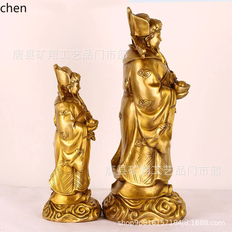 Cz1 copper standing hand holding yuanbao ruyi standing god of wealth sand cast craft ornament