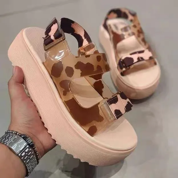 Mini Melissa Brazil Women Summer Platform Sandals Ladies Fashion One-line Sandals With Medium Muffin Heels Jelly Beach Shoes