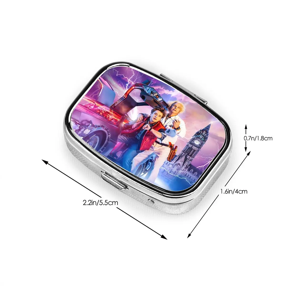 العودة إلى المستقبل صندوق حبوب مربع 2-مقصورة حبوب موزع الخيال العلمي فيلم كوميدي المحمولة الطب حاوية علب التخزين