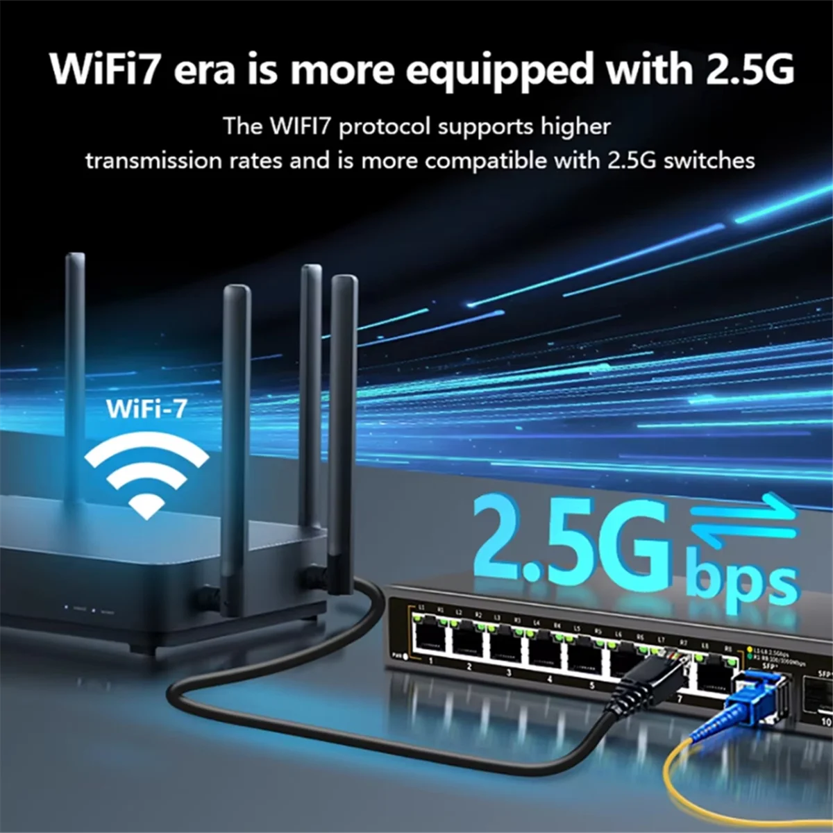 Сетевой коммутатор RISEN 2,5G, 8 + 2 порта, коммутатор Ethernet 2500BASE-TX с портом SFP 2x10G для IP-камеры/безопасности видеонаблюдения (вилка европейского стандарта)