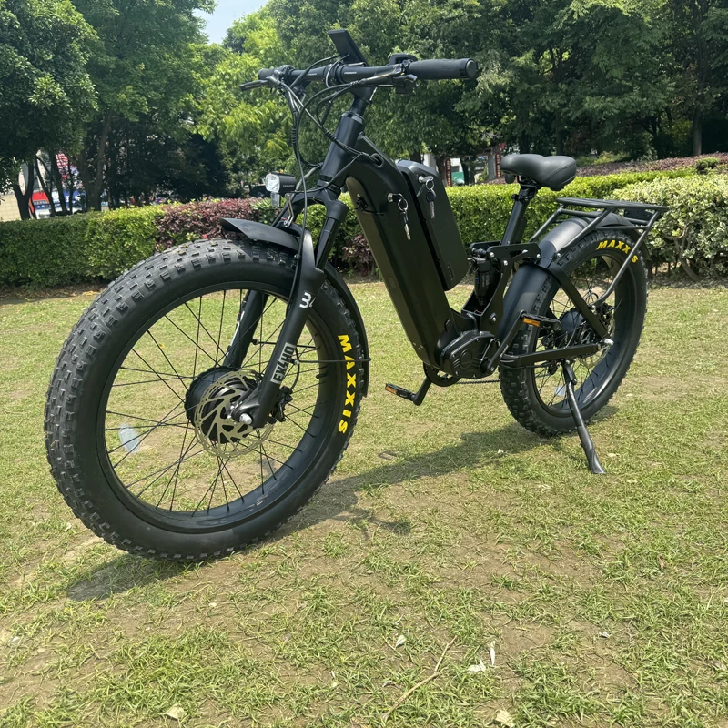 2024 dual motor electric bicycle bafang 48v 52v 750w 1000w 1500w motor snow ebike full suspension electric mountain dirt bike