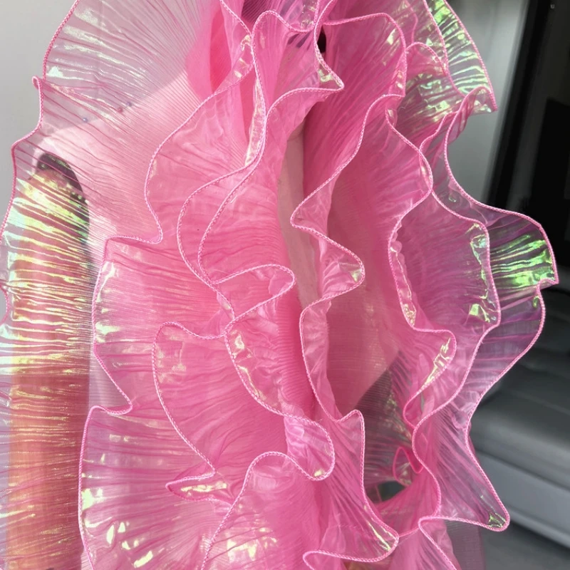 Tkanina z koronką Mermaid Fold, laser, koronka z liści lotosu, koronka ślubna, tkanina dekoracyjna, szerokość 15 cm, 5 jardów na partię